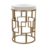 Sterling Wood & Metal Accent Table (White & Gold)