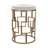 Sterling Wood & Metal Accent Table (White & Gold)