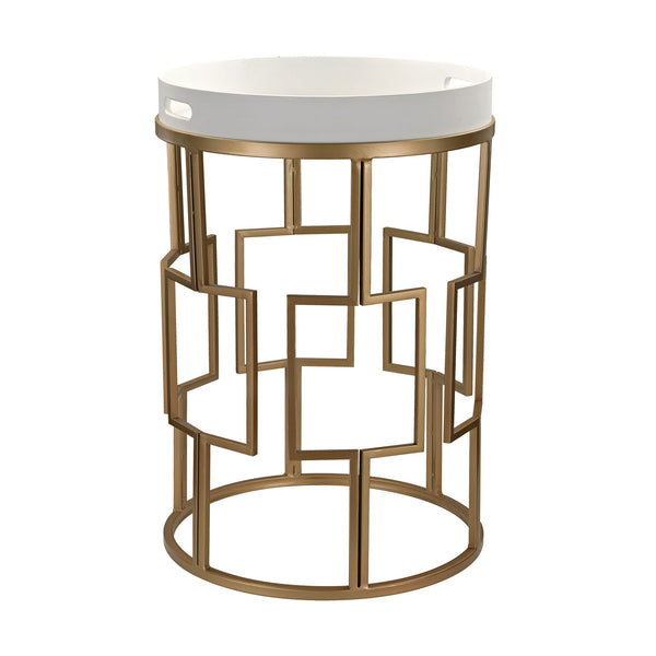 Sterling Wood & Metal Accent Table (White & Gold)