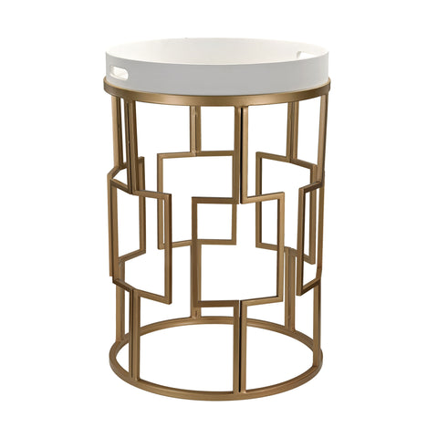 Sterling Wood & Metal Accent Table (White & Gold)