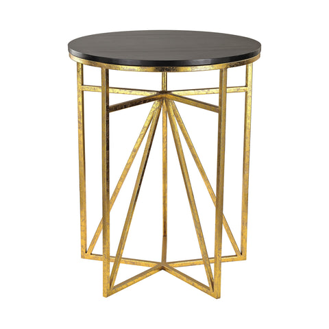 Sterling Geometric Metal & Wood Accent Table (Gold & Black)