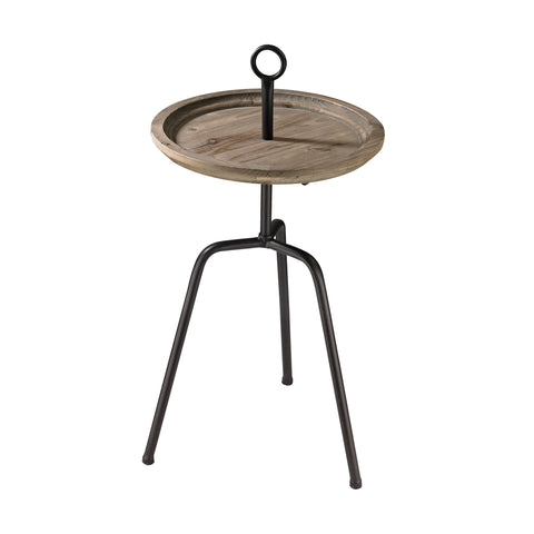 Sterling Washed Oak & Metal Table (Natural Woodtone & Black)