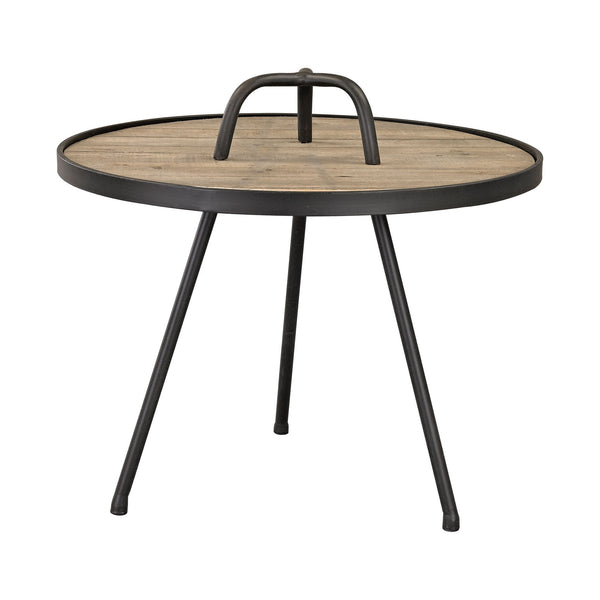 Sterling Washed Oak & Metal Accent Table (Natural Woodtone & Black)