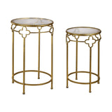 Sterling Quatrefoil Metal & Glass Nesting Tables – Set of 2 (Gold & Clear Tops)