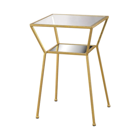 Sterling Magnoux Metal & Glass Accent Table (Gold & Clear Shelves)