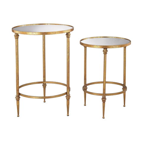 Sterling Alcazar Metal & Glass Accent Tables – Set of 2 (Gold & Mirror)