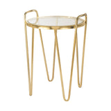 Sterling Via Rodeo Metal & Glass Accent Table (Gold with Clear Top)