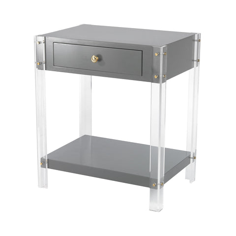 Sterling Gothenburg Wood & Acrylic Accent Table (Gray & Clear)