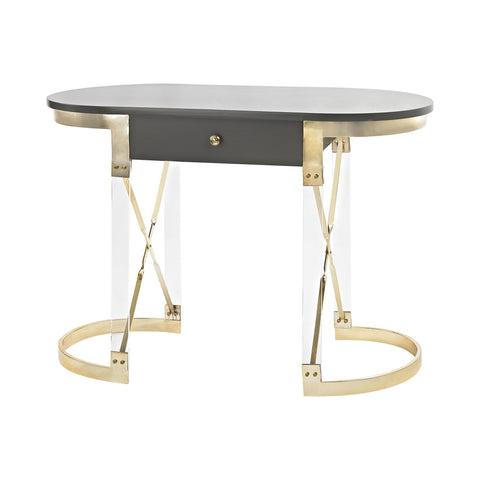 Sterling Attire Wood, Acrylic & Metal Desk (Gray, Gold & Clear)