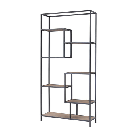 Box Office Shelving Unit Salvaged Grey Oak Bronze Storage Shelf Bookshelf