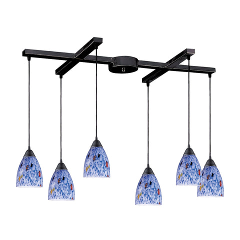 Classico Coll Dark Rust Starburst Blue Glass Vintage Fixture Ceiling Pendant