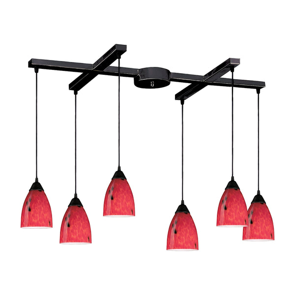 Classico Coll Dark Rust Fire Red Light Glass Vintage Fixture Ceiling Pendant