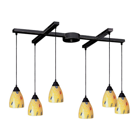 Classico Coll Dark Rust Yellow Blaze Light Glass Vintage Fixture Ceiling Pendant