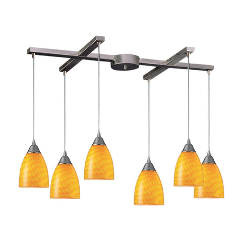 Arco Baleno Satin Nickel Canary Light Glass Vintage Fixture Ceiling Pendant