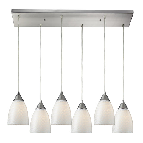 Arco Baleno 6- Light Satin Nickel Glass Vintage Fixture Ceiling Mini Pendant