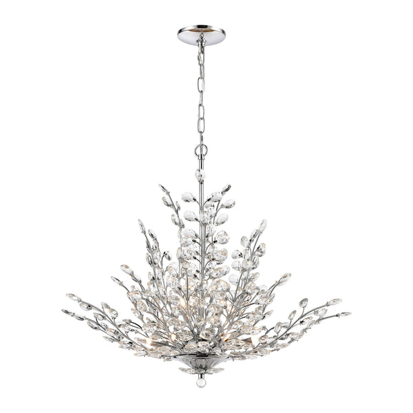 Crystique 9-Light Polished Chrome with Clear Crystal Light Vintage Chandelier