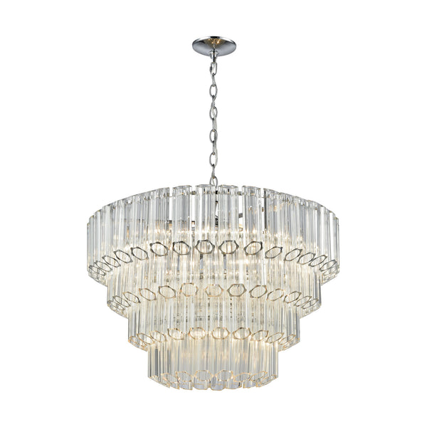 Carrington 7 Polished Chrome Light Glass Vintage Fixture Ceiling Pendant