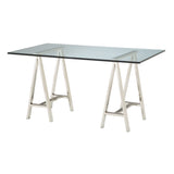 Sterling Coastal Cool Metal & Glass Architect's Desk (Silver with Clear Top)