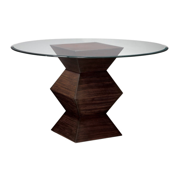 Sterling Hohner Zebrano Wood & Glass 46" Round Table (Walnut with Clear Top)