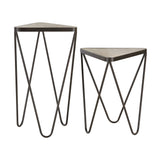 Sterling Angular Metal Side Tables – Set of 2 (Black & Gray)