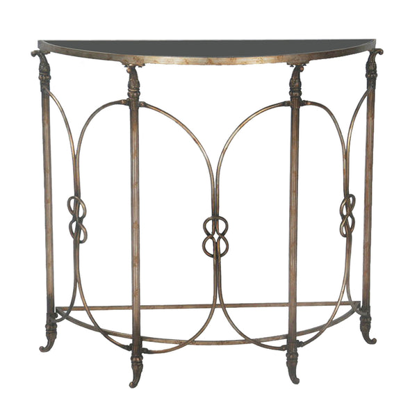 Sterling Bordeaux Stone & Metal Demi Console Table (Black & Silver)