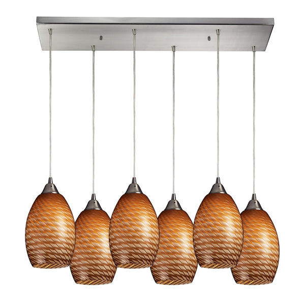 Mulinello 6- Light Satin Nickel Light Glass Vintage Fixture Ceiling Mini Pendant