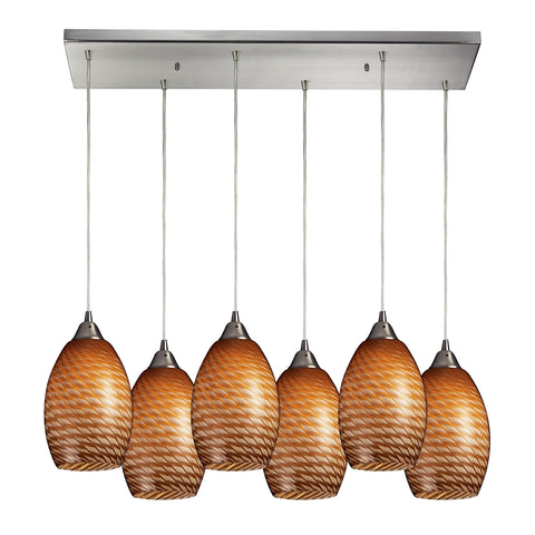 Mulinello 6- Light Satin Nickel Light Glass Vintage Fixture Ceiling Mini Pendant