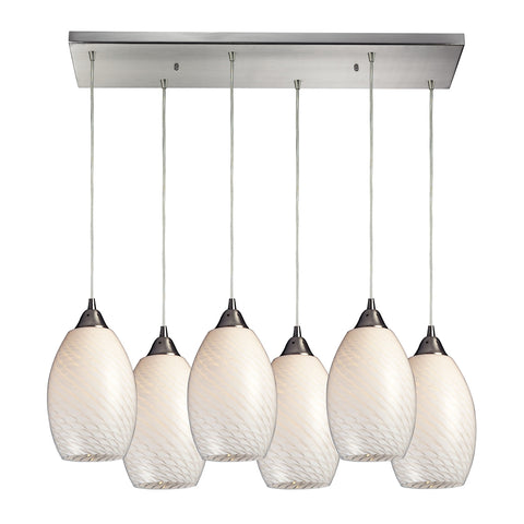 Mulinello 6- Light Satin Nickel Light Glass Vintage Fixture Ceiling Mini Pendant