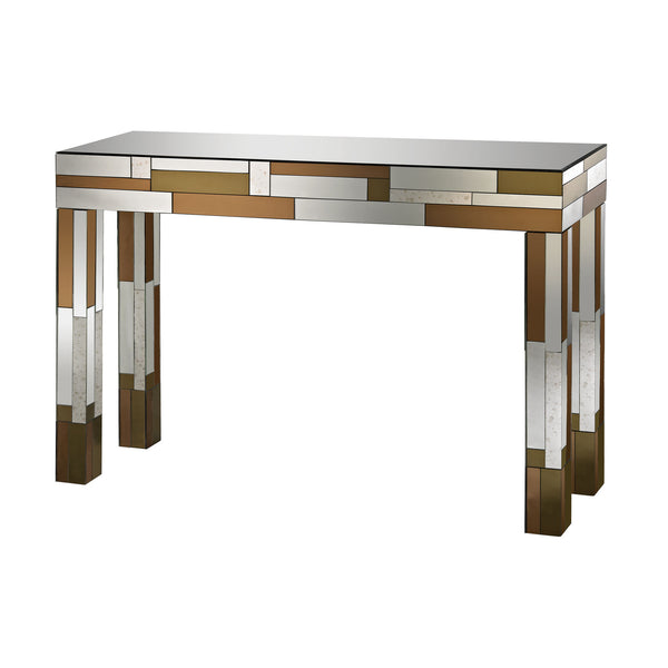 Sterling Geometric Glass Console Table (Copper & Smoked Mirror)