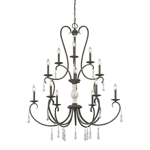 Porto Cristo 12-Light Palermo Rust with Birch Accents Light Vintage Chandelier