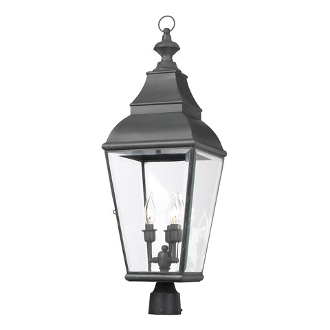 Artistic Ltg Lantern Charcoal Beveled Glass Light Outdoor Garden Post Mount