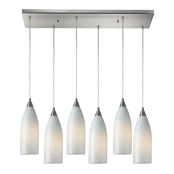 Cilindro 6- Light Satin Nickel Light Glass Vintage Fixture Ceiling Mini Pendant