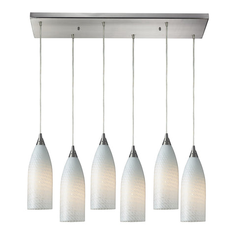 Cilindro 6- Light Satin Nickel Light Glass Vintage Fixture Ceiling Mini Pendant