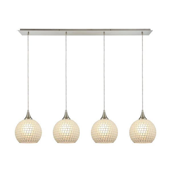 Fusion 4 Satin Nickel Light Glass Vintage Fixture Ceiling Pendant