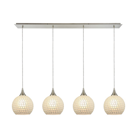 Fusion 4 Satin Nickel Light Glass Vintage Fixture Ceiling Pendant