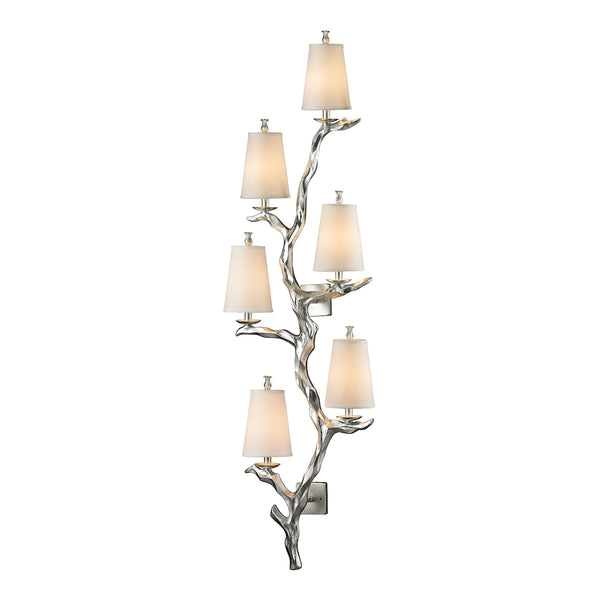 Sprig Collection 6 light Silver Leaf Vintage Light Fixture Sconce