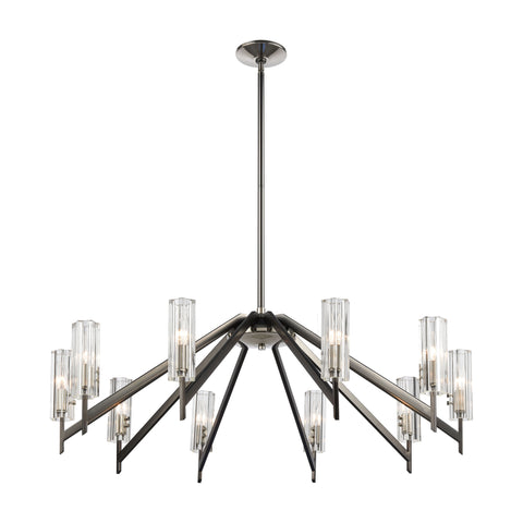 Aspire 10-Light Black Nickel with Ribbed Crystal Light Vintage Chandelier