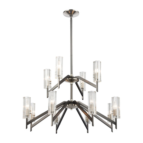 Aspire 12-Light Black Nickel with Ribbed Crystal Light Vintage Chandelier