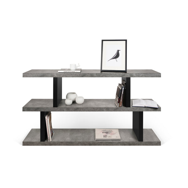 The TemaHome Step Low Concrete Look / Pure Black Shelving Unit 9000.320224
