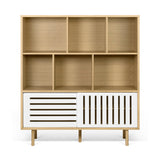 The TemaHome Dann Stripes Oak Pure White Cupboard with Oak Feet 9500.402562