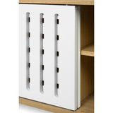 Tema Dann Stripes Oak Pure White Cupboard with Oak Feet