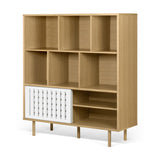Tema Dann Stripes Oak Pure White Cupboard with Oak Feet