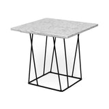 Tema Helix 20x20 Marble Side Table with Black Steel Legs