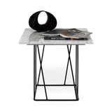 Tema Helix 20x20 Marble Side Table with Black Steel Legs