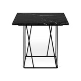 The TemaHome Helix 20x20 Marble Side Table with Black Lacquered Steel Legs 9500.627323