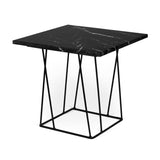 Tema Helix 20x20 Marble Side Table with Black Steel Legs