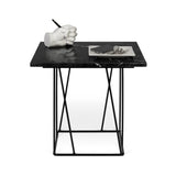 Tema Helix 20x20 Marble Side Table with Black Steel Legs