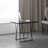 Tema Helix 20x20 Marble Side Table with Black Steel Legs