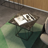 Tema Helix 20x20 Marble Side Table with Black Steel Legs