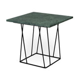 Tema Helix 20x20 Marble Side Table with Black Steel Legs